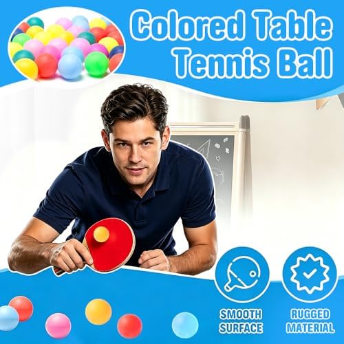 80 stuks 40 mm kleurrijke tafeltennisballen, kunststof pingpongballen, kleurrijk, ronde tafeltennisballen, speelgoed, gemengde kleuren, trainingsballen