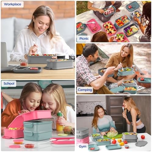 Lunchbox voor volwassenen, grote, lekvrije lunchbox (groen)