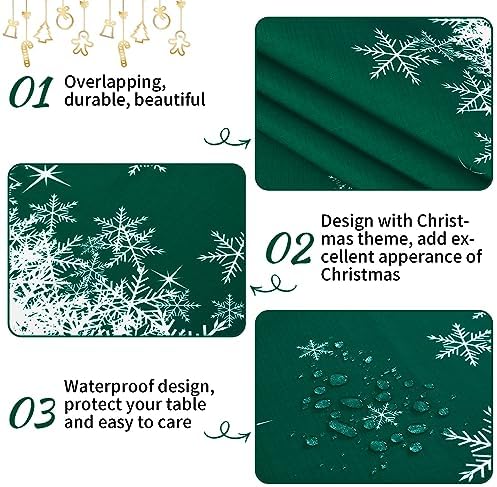 Kersttafelkleed, waterafstotend, wasbaar, sneeuwvlokken, vlekbestendig, voor keuken, eetkamer, kerstversiering, tafellinnen, C