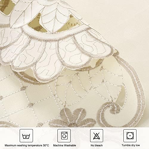 Sourcingmap Linnen Lichtbeige Rond tafelkleed met rozenborduursel voor feestdagen, bruiloften, themafeesten, tafeldecoratie, dressoir, tafelkleed