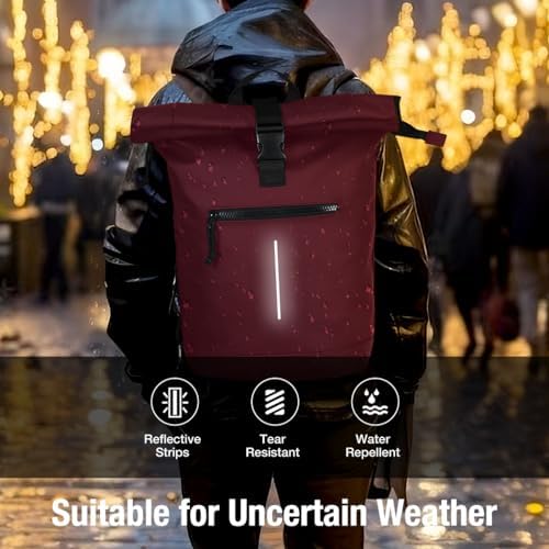 Laptoprugzak, waterdichte roll-top wandelrugzak voor dames en heren, lichtgewicht, L, rugzak