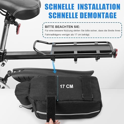 Fietstas 10 l geïsoleerde tas, bagagedragertas, multifunctionele achtertas, waterdichte zadeltas met regenhoes, reflecterend, snel