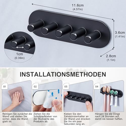 Tandenborstelhouder voor aan de muur, zonder boren, houder voor elektrische tandenborstels, zelfklevende tandenborstelhouder voor het opbergen van tandenborstels in de badkamer