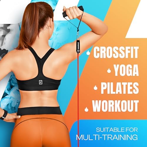 Set weerstandsbanden met 5 weerstanden – fitnessbanden met handgreep en deuranker van natuurlijk latex, weerstandsbanden voor spieropbouw en thuistraining