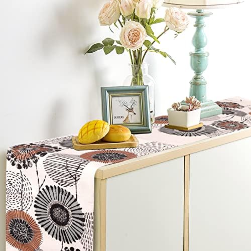 Bloemen-tafelloper, wasbare tafeldecoratie, 32 x 180 cm, lente- en zomer-tafelloper, moderne decoratieve tafeldecoratie voor eetkamer en keuken