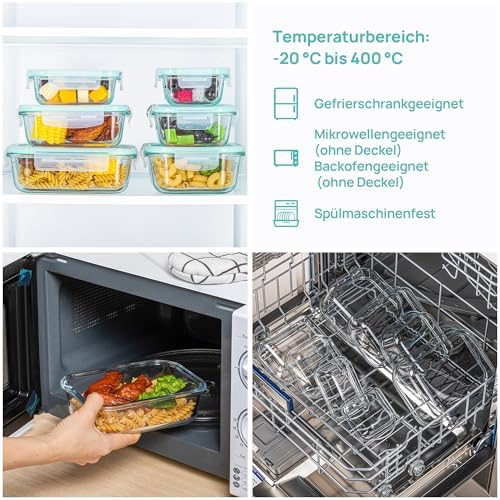 8 glazen potten met deksel, glazen potten voor het bewaren van voedsel met deksel, voorraadpotten voor voedsel, magnetronbestendig, BPA-vrij (groen)