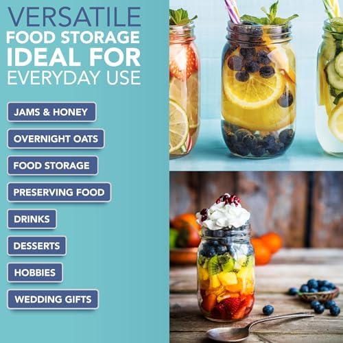 Glazen weckpotten met deksel, luchtdicht, 500 ml, voor overnight oats, zelfgemaakte jam, stevig glas met deksel voor honing, inmaken, conserveren, bewaren