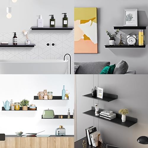 Zwart doucherek, zonder boren, klein metalen wandrek, set van 2, 30 cm badkamerrek, douchemand, decoratief wandrek voor woonkamer, keuken