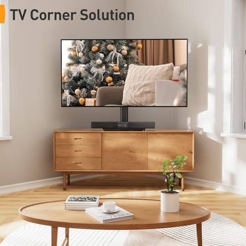 TV-standaard, draaibare TV-standaard voor 32–55 inch OLED-LCD-flatscreen- en curved-tv's of monitoren tot max. 40 kg. VESA 400 x 400 mm