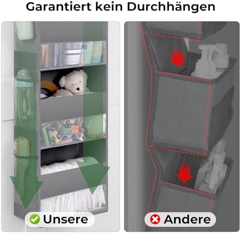 Deurhanger met 5 vakken, 1-pack Hangende opbergorganizer, grijze deurplank om op te hangen, deurorganizer, hangende organizer voor de badkamer