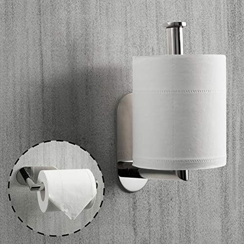 Toiletrolhouder zonder boren, verchroomde toiletrolhouder van roestvrij staal SUS304 voor keuken en badkamer