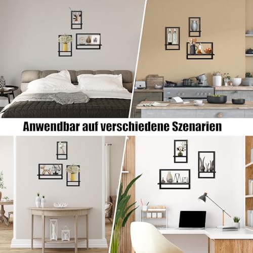 Set van 3 wandplanken, zwevende planken voor wanddecoratie, hangplanken voor opbergruimte aan de muur, vierkante boekenplank voor aan de muur, houten wandplank, hangplank