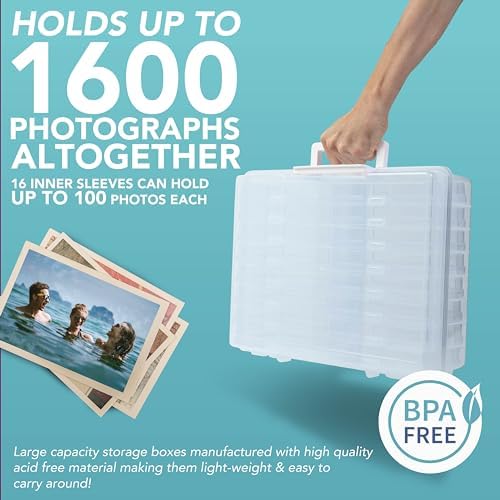 4 x 6 foto-opbergdozen – doorzichtige foto-opbergdoos met 16 binnenvakken, voor 1600 foto's, transparante opbergdoos voor zaden, organizer