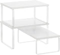 Kruidenrek, set van 3 keukenorganizers, keukenrek, stapelbaar, uitbreidbaar, metaal en houtcomposiet, sneeuwwit-matwit KCS220W01