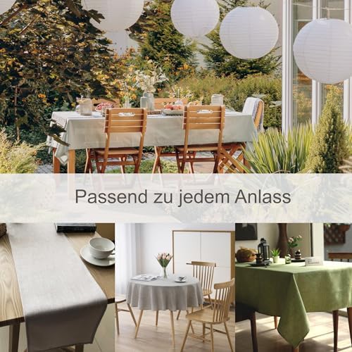 Tafelloper, waterafstotend, linnenlook, vlekbestendig, wasbaar, tuintafelkleed, tafelkleed voor buiten, voor eettafel, naturelbeige, 30 x 10
