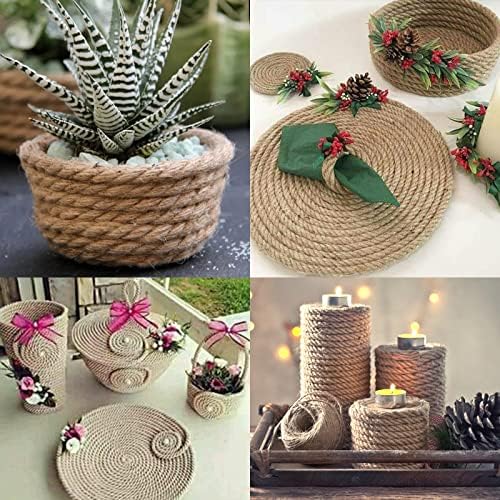 14 mm dik jute touw, 10 m tuin-hennep touw, bruin jute touw voor krabpaal, 14 mm rustiek decoratief hennep touw voor doe-het-zelf-projecten, ophangen en D