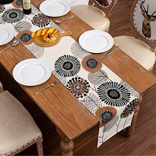 Bloemen-tafelloper, wasbare tafeldecoratie, 32 x 180 cm, lente- en zomer-tafelloper, moderne decoratieve tafeldecoratie voor eetkamer en keuken
