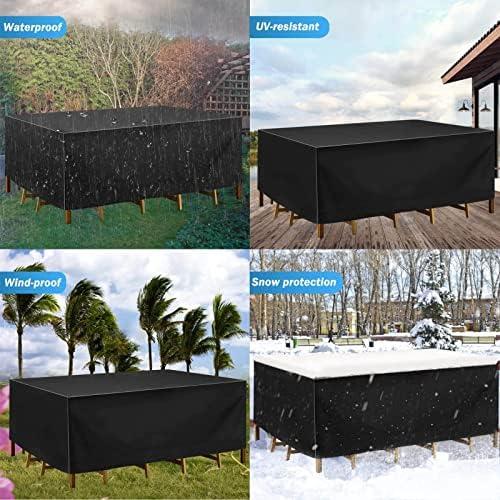 Tuinmeubelhoes, waterdicht, slijtvast, 420D Oxford-stof, 250 x 200 x 90 cm, rechthoekige tuintafelhoes, terrastafelhoes, waterdicht, UV-bestendig