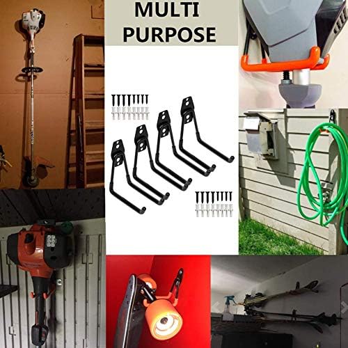 Zeer stevige dubbele haken voor opslag in de garage (set van 4 zwarte U-haken van 7,5 inch)