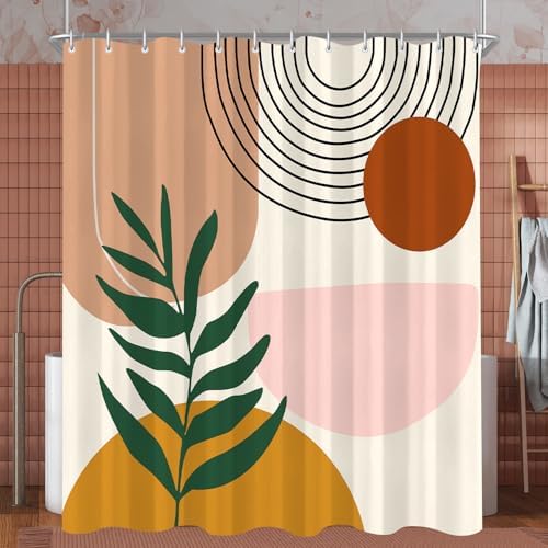 Douchegordijn, 180 x 200 cm, zonnebloembladeren, verzwaarde zoom, schimmelbestendig, textiel, waterafstotend, wasbaar, polyesterweefsel, badgordijnen met 12 oogjes en douchegordijnringen, voor de badkamer,