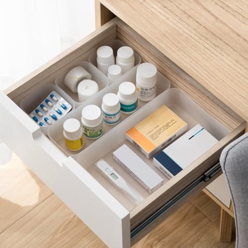 5-delig lade-organisationssysteem in 3 maten, mat kunststof, kaptafel-organizer, bruikbaar voor make-up, keuken, badkamer, kantoor