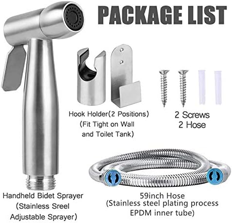 Roestvrijstalen handdouche, toilet, badkamer, bidet voor bidetkranen, toilet met 1,5 m slang en houder, douchekop, babydouche, dierenbad, water