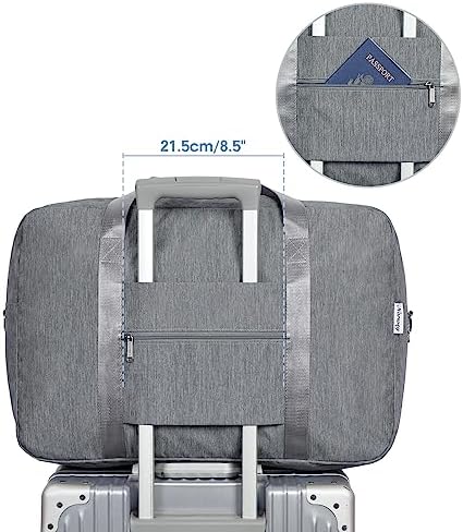 D-bagage tas voor het vliegtuig, opvouwbare reistas, weekendtas voor dames, sporttas, handbagage voor dames en heren, koffer, groot, 40 l (grijs)
