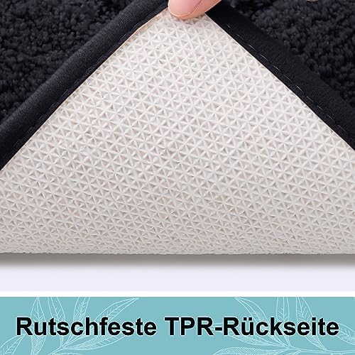 Microvezel badkamermat, antislip, wasbare badmat, zachte, waterabsorberende badmat voor de badkamer – 40 x 60 cm, zwart