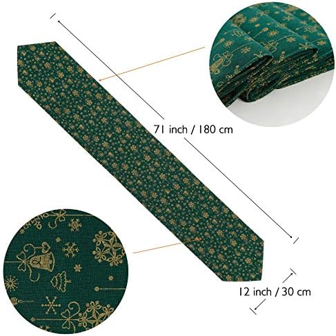 Kersttafelkleed, groen, met kerstboom en sneeuwvlokken, tafelkleed met warmdruk, kersttafeldecoratie, tafelkleed, tafellinnen, winter, kerst, keuken