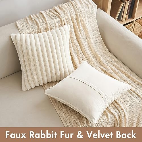 Pluche kussensloop, 40 x 40 cm, decoratieve zachte kussenslopen, kunstbont, bankkussens, zachte decoratieve kussensloop voor woonkamer, slaapkamer, S