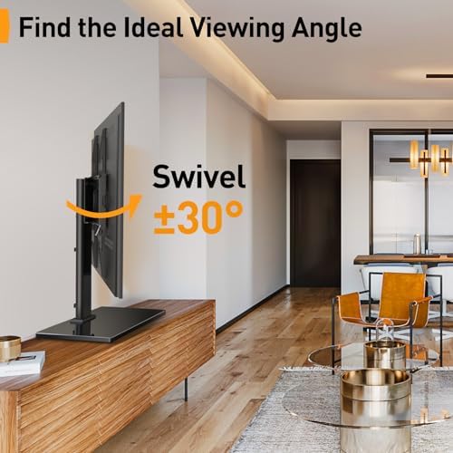 TV-standaard, draaibare TV-standaard voor 32–55 inch OLED-LCD-flatscreen- en curved-tv's of monitoren tot max. 40 kg. VESA 400 x 400 mm