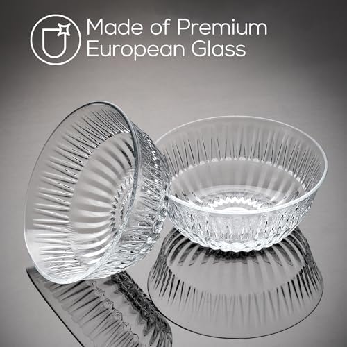 Premium glazen schalen, set van 6, 345 ml, 100% loodvrije, stapelbare kristallen dessertschalen, dessertbekers, puddingkommen, slakommen, sauskom