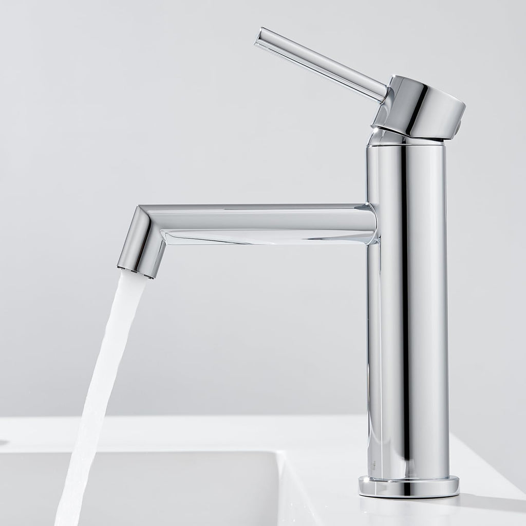 Wastafelkraan, chroom, badkamerkraan met koud/warm water, moderne eengreepsmengkraan van roestvrij staal voor badkamer, gastentoilet, spo
