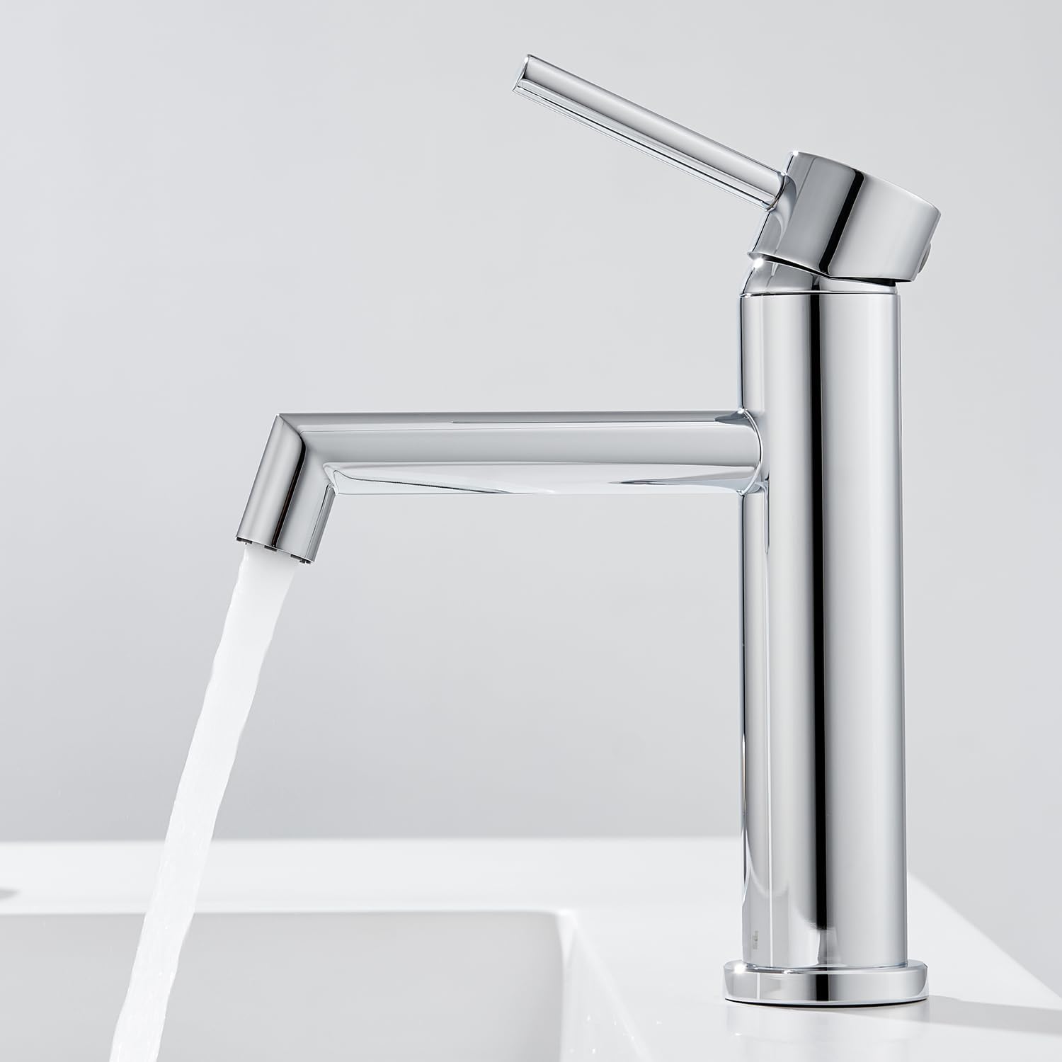 Wastafelkraan, chroom, badkamerkraan met koud/warm water, moderne eengreepsmengkraan van roestvrij staal voor badkamer, gastentoilet, spo