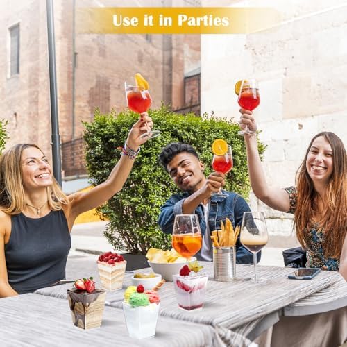 50 stuks herbruikbare dessertglazen met deksel, 160 ml dessertschaaltjes, vierkante dessertbekers met deksel, dessertbekers voor pudding, mousse-party