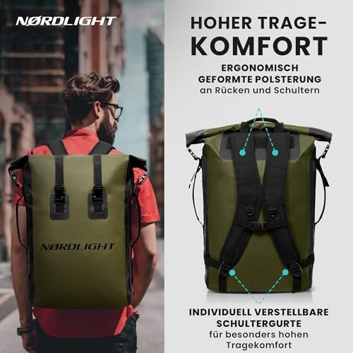 Waterdichte rugzak Dry Bag 35 l Rolltop-rugzak met gewatteerde draagriem, waterdichte tas voor watersport, fietsrugzak, messenger-rugzak, trekking