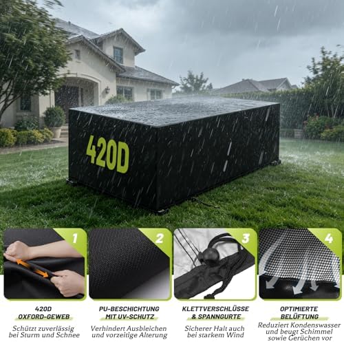 Tuinmeubelhoes, waterdicht, zeil voor tuinmeubelen, winterbestendig, 420D-beschermhoes voor tuintafel, tuinmeubelen, tafel, rechthoekig