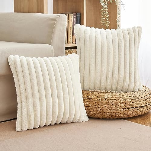 Pluche kussensloop, 40 x 40 cm, decoratieve zachte kussenslopen, kunstbont, bankkussens, zachte decoratieve kussensloop voor woonkamer, slaapkamer, S