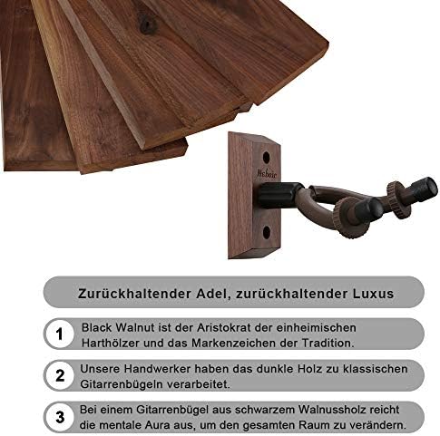Gitaarhouders voor aan de muur, 2 stuks, houten gitaarhouders voor aan de muur, gitaarhaken van zwart walnotenhout, gitaarhangers voor klassieke gitaar, elektrische gitaar, basgitaar,
