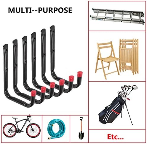 Krachtige garagehaken, 17 cm muurhaken voor het opbergen van tuingereedschap, fietsen, ladders, stoelen, tuinslangen, binnen en buiten (20,5 cm x 13,7 cm)