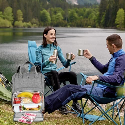 Laptop-lunchrugzak, 17-inch picknickrugzak voor dames en heren met geïsoleerd koelvak, waterdichte lunchkoeltas voor heren, zakelijk, Wor