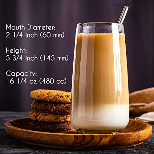 Set van 6 drinkglazen, 480 ml, 100% loodvrije longdrinkglazen, waterglazen, sapglazen, cocktailglazen, drinkglas, ijscafé-glas