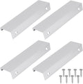 Set van 4 verborgen deurklinken, ladegrepen, aluminium kastgrepen, zilver, verborgen kastgrepen, moderne ladegrepen, verborgen kastgrepen