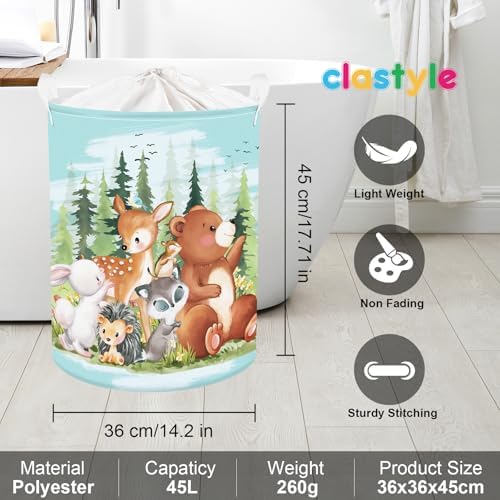 Tannenwald Wildtiere wasmand voor kinderen met handvat, opvouwbare opbergmand voor kleding en speelgoed, opbergbox voor jongens en meisjes, voor babykamer en badkamer, beer D