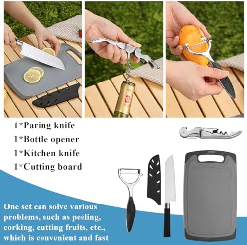 Camping-kookset, 15-delig, roestvrij staal, kampeeruitrusting, ideaal voor trektochten, barbecues, kamperen en wandelingen.
