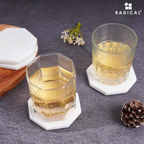 Marmeren onderzetters, set van 6, 3,5" handgemaakte stervormige onderzetters voor drankjes, ideale onderzetters, baraccessoires, wit
