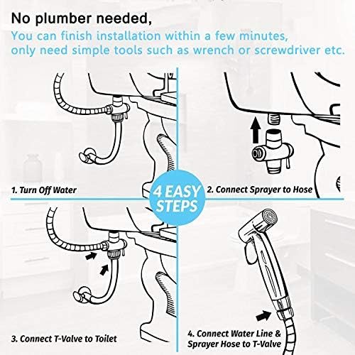 Bidet-sproeikop voor toiletten, sproeikopset van roestvrij staal – voor lichaamsverzorging en bedpannen, reiniging van babyluiers