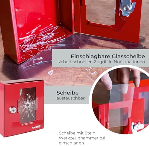 Sleutelkastje 15,0 x 12,0 x 4,0 cm RAL 3001 signaalrood