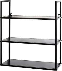 Wandplank zwart, metaal – Afmetingen: B 50 x H 58 x D 20 cm, Stijl: Modern