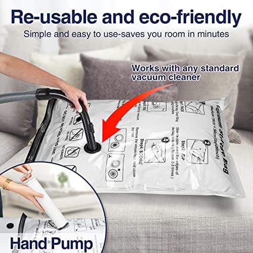 Vacuümzakken voor kleding, herbruikbare vacuümzakken voor kleding, set van 20: 4 jumbozakken (100 x 80 cm), 5 grote zakken (80 x 60 cm), 5 middelgrote zakken (70 x 50 cm)